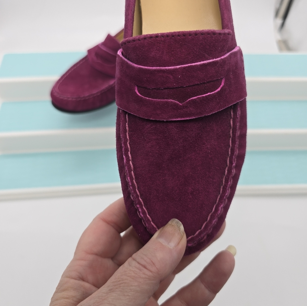 Cole Haan Monroe Suede Penny Loafer in Pink Raspberry - Picture 3 of 7